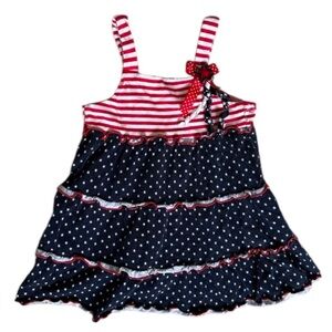Boutique Sophie Rose Patriotic Dress American Flag Red White Blue Girl 24 M